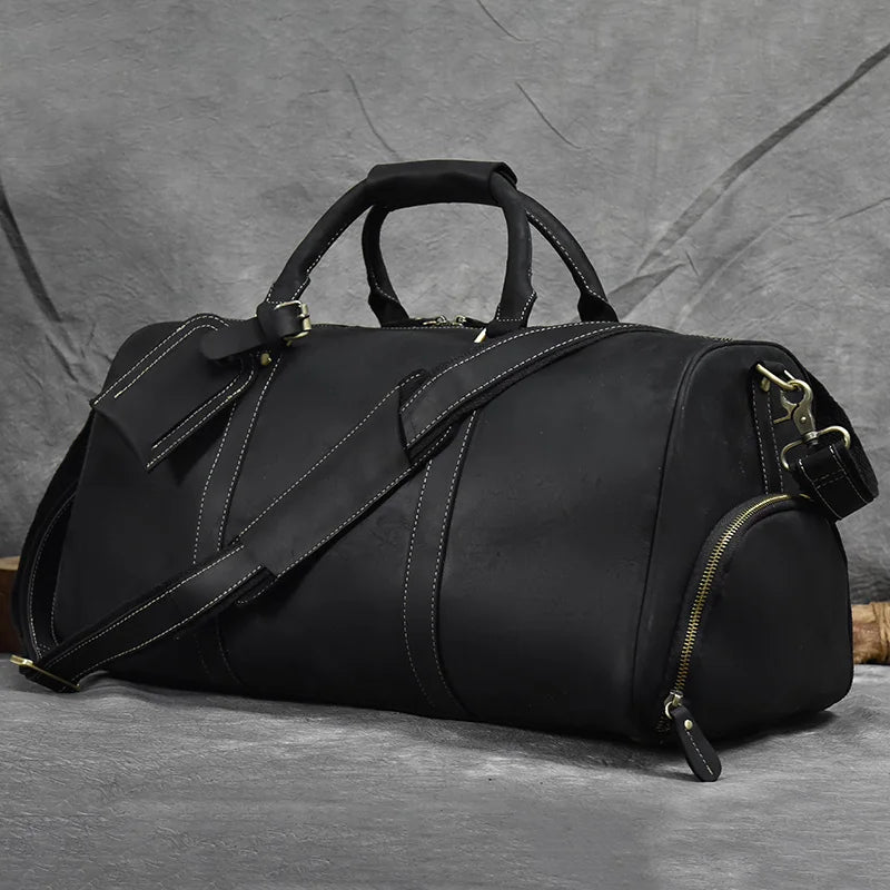 Retro Leather Weekender Bag – Large Travel Duffel Bag
