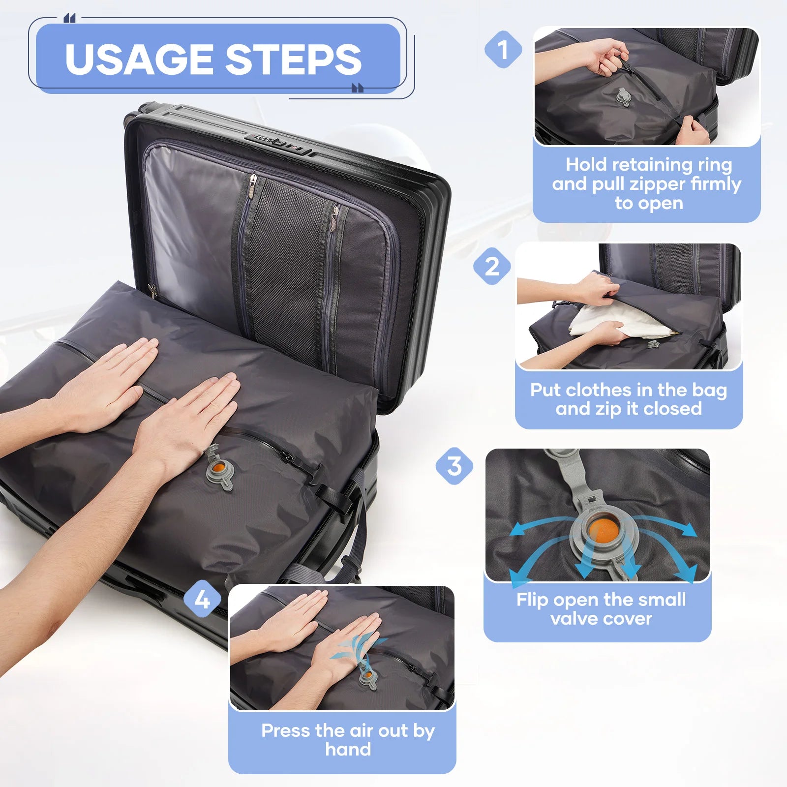 Vacuum Compression Cabin Luggage – Space-Saving Suitcase for Travel