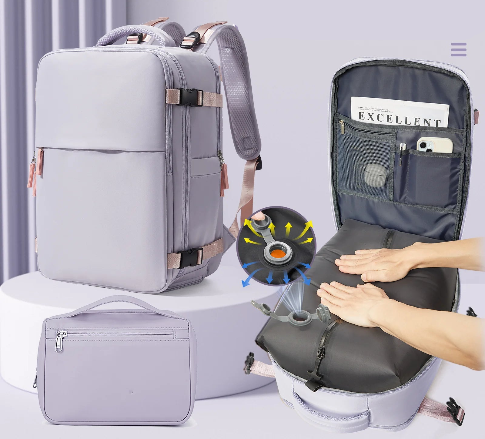 Vacuum Compression Cabin Backpack - Hiking & Air Travel Bag