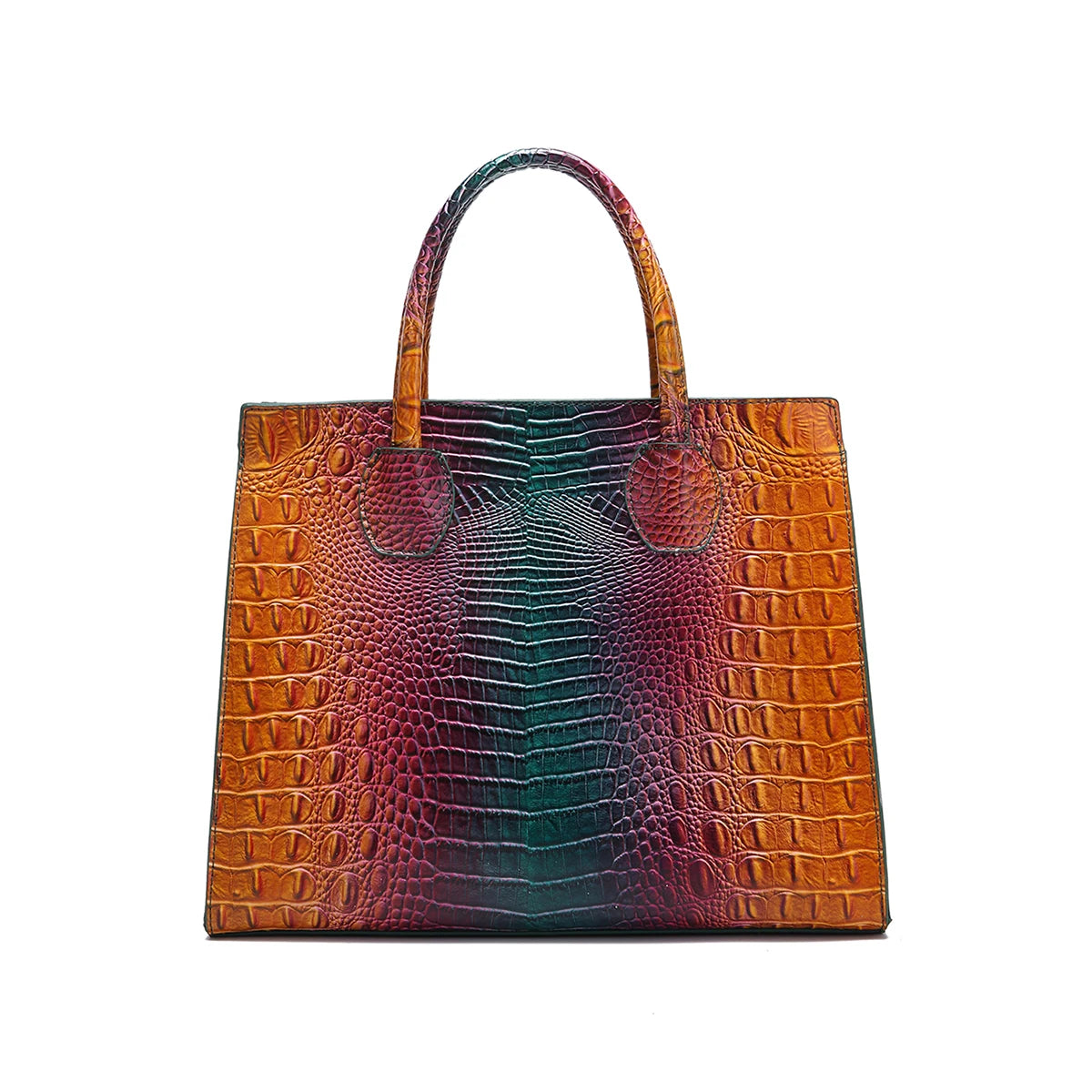 3-Piece Crocodile Pattern Handbag– Vintage Top Handle Bag, Crossbody Purse