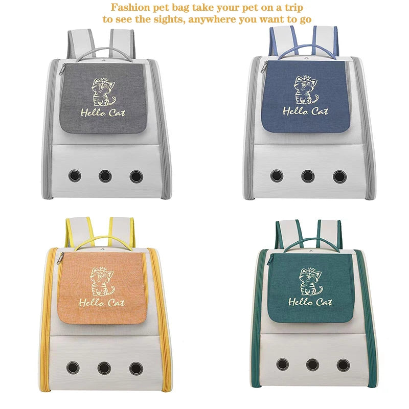 Triple-Sided Breathable Cat Backpack – Durable Double-Shoulder Pet Carrier