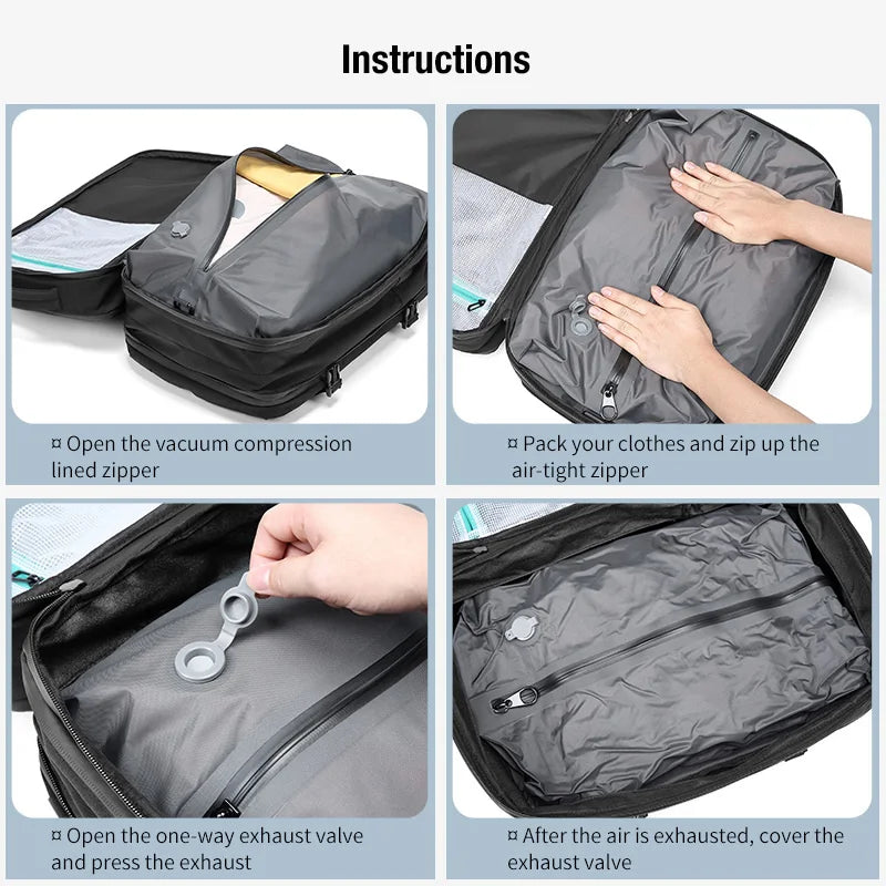 Large Capacity Travel Laptop Backpack – Expanded, Vacuum Compression, USB Charging