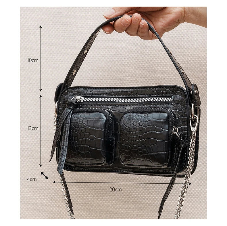 Luxury Alligator Style Handbag – Crocodile Pattern Chain Shoulder