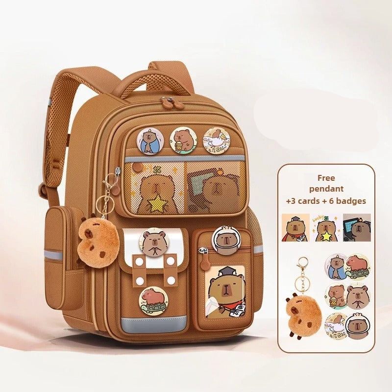 Capybara Children’s Waterproof Orthopedic Backpack – Large Capacity School Bag