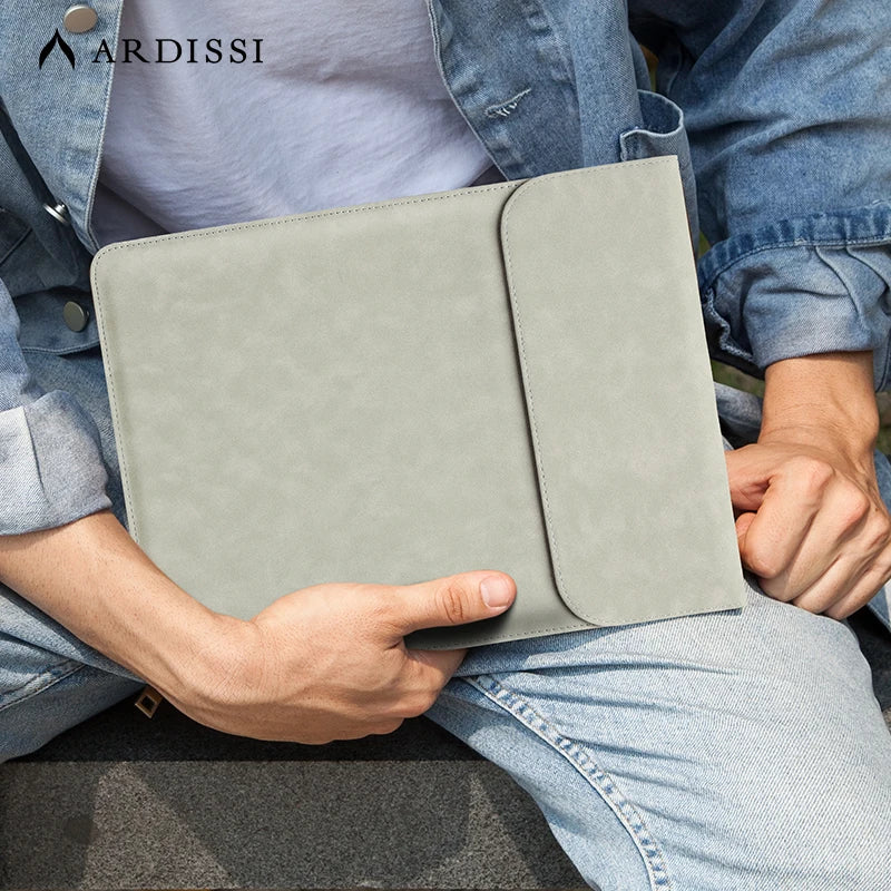Matte Vegan Leather Laptop Sleeve Case for MacBook Air M1 M2 13 14 15.6 16 & iPad Pro 12.9 11 Inch