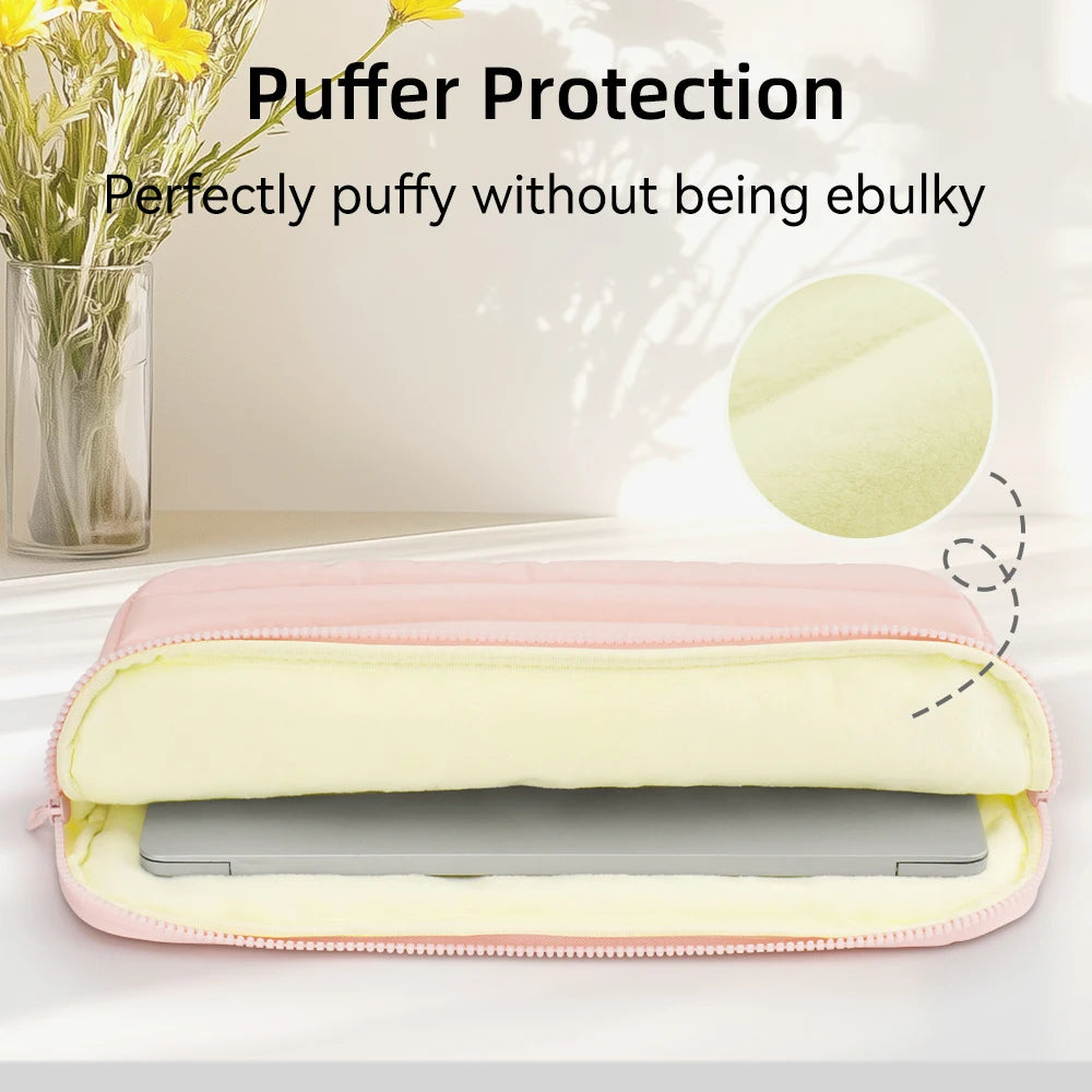13/14 Inch Puffy Laptop Sleeve – Soft Fashion Notebook Case for MacBook Air & iPad Pro