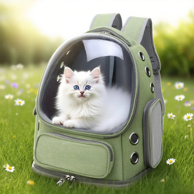Stylish Pet Travel Bag – Transparent Shoulder Carrier for Cats