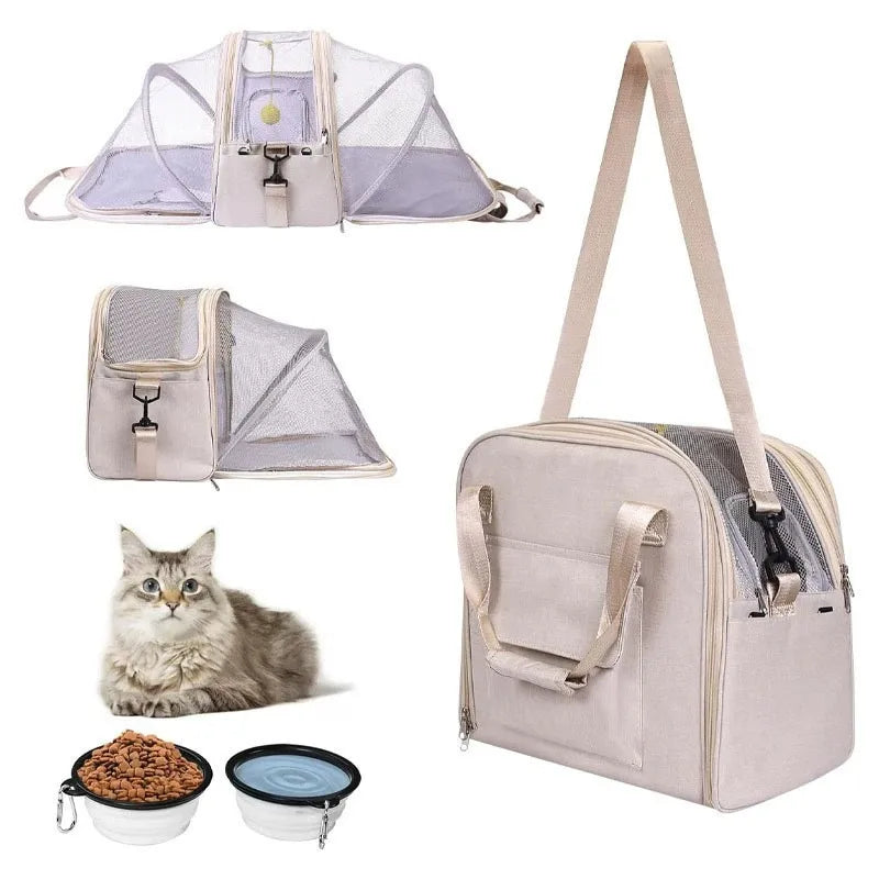 2-in-1 Multifunctional Cat Backpack – Double Expandable Foldable Breathable Pet Carrier