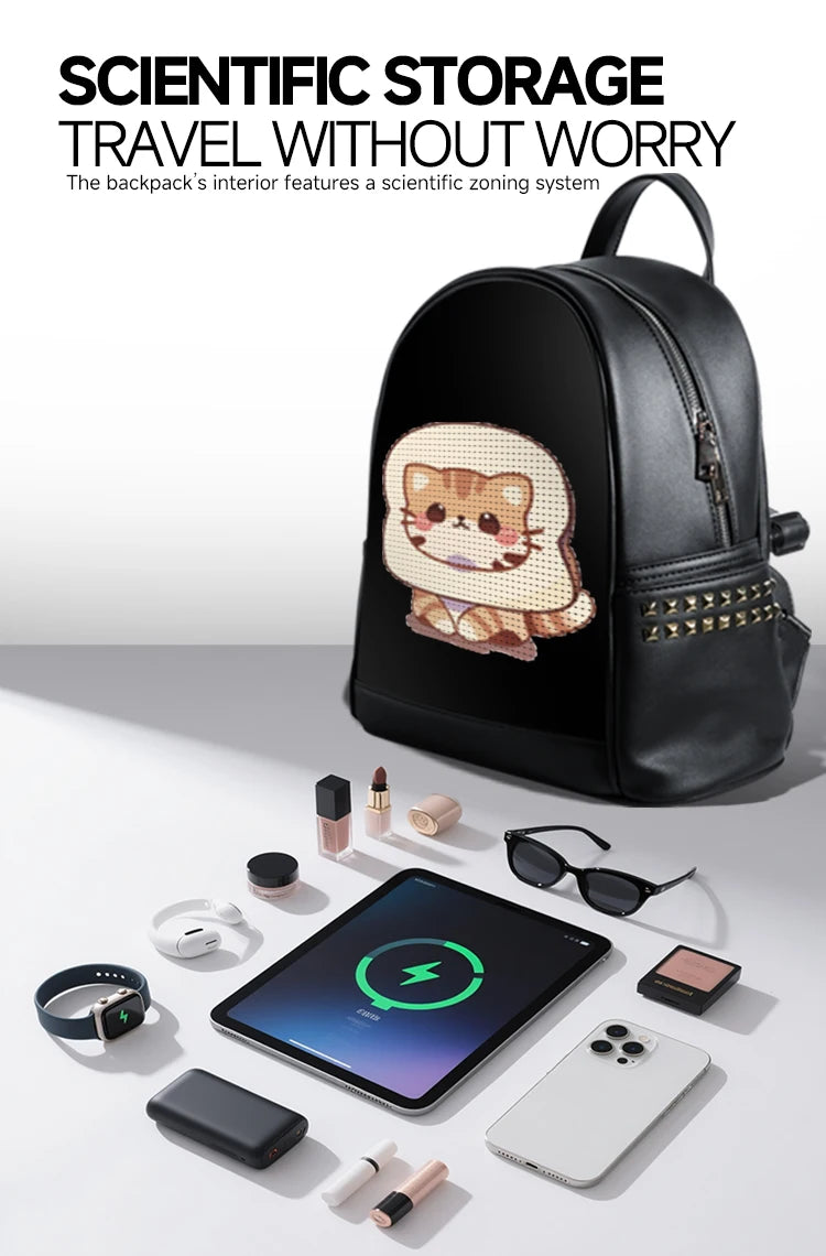 Smart LED Backpack for Women – DIY Luminous Shoulder Bag