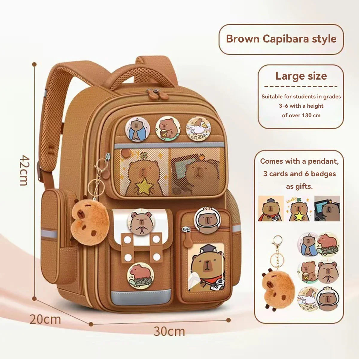 Capybara Cartoon Backpack – Large Capacity Waterproof Bag