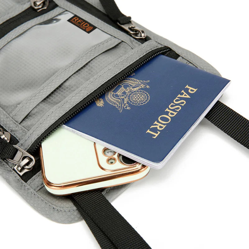 Oxford Fabric Travel Wallet – Waterproof RFID Neck Bag