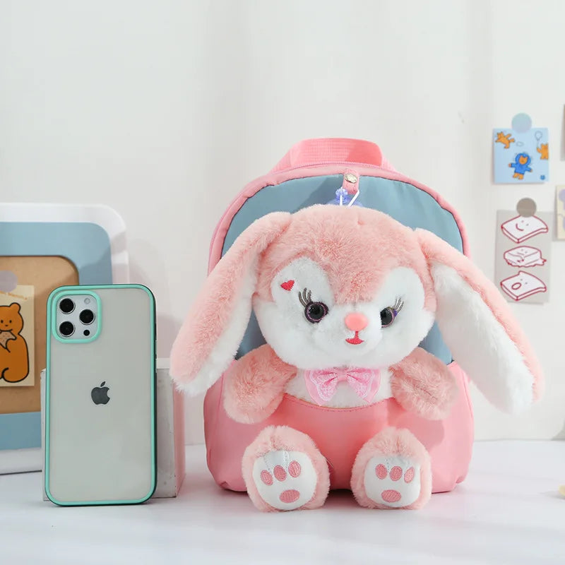 Plush 3D Rabbit School Backpack for Kids - Kindergarten Cartoon Bag