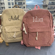 Soft Corduroy Fabric – Personalized Kids School Bag with Embroidery