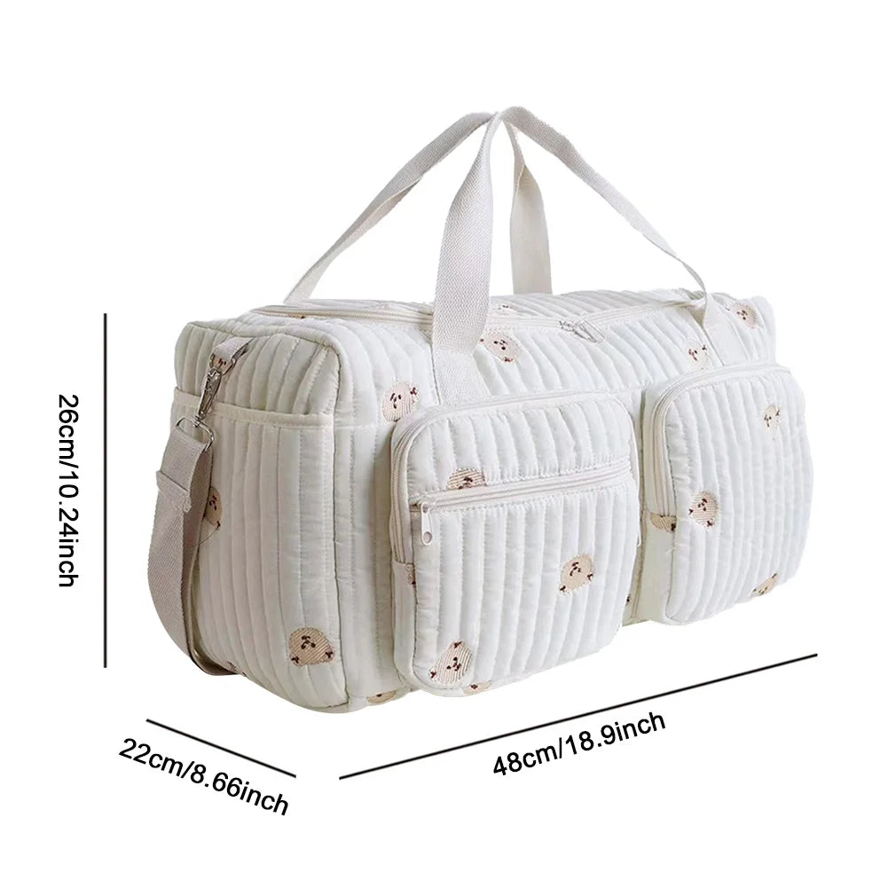 Quilted Baby Diaper Bag – Large Capacity Cute Mommy Duffle Bag