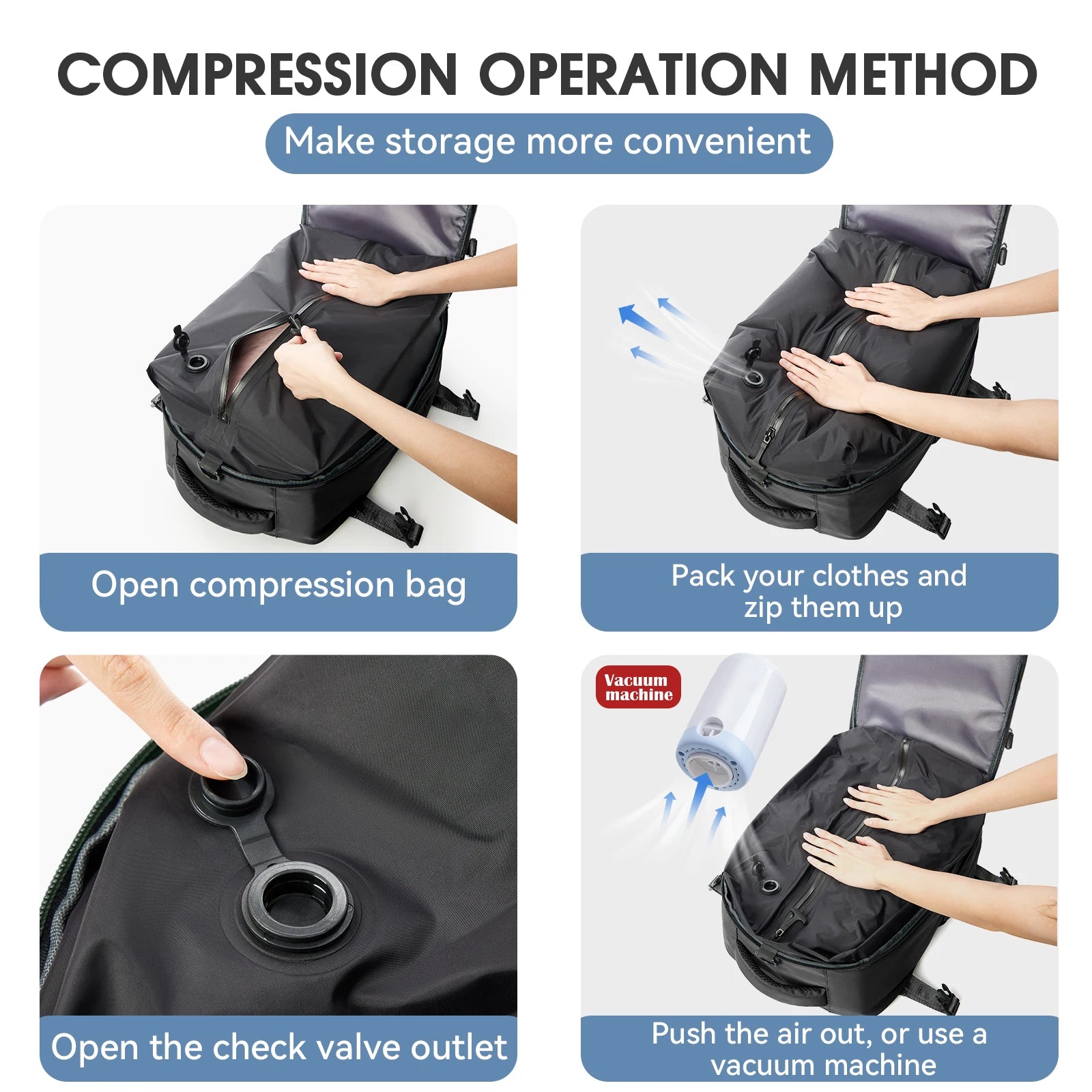 Expandable Vacuum Cabin Backpack