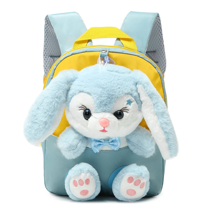 Plush 3D Rabbit School Backpack for Kids - Kindergarten Cartoon Bag