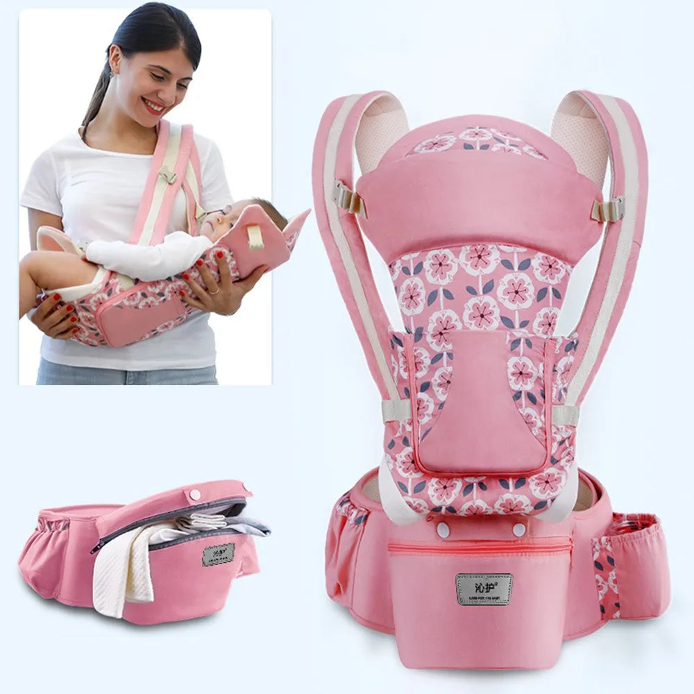 Infant Baby Backpack Carrier- Front & Back Carry Hip Seat