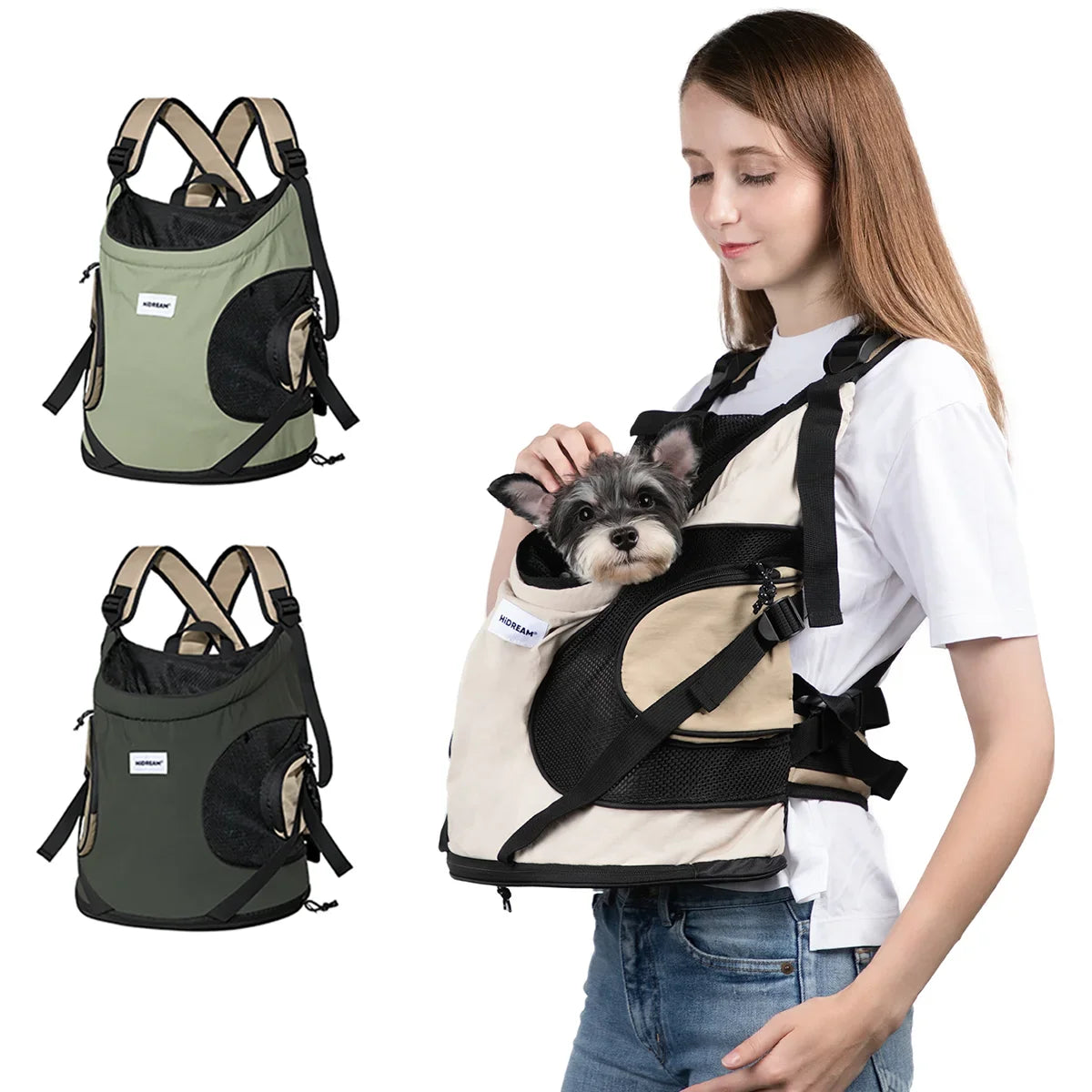 Pet Sling Bag – Breathable Canvas Front Carrier Backpack