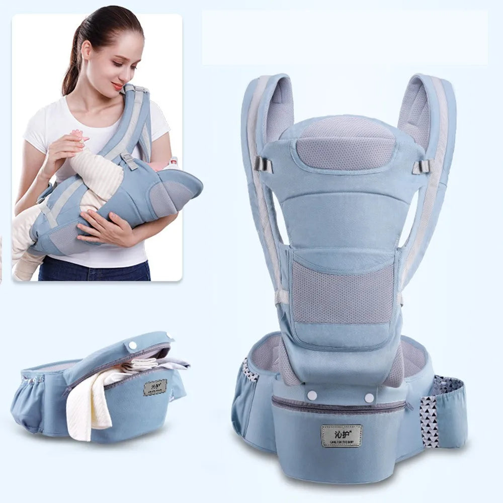Infant Baby Backpack Carrier- Front & Back Carry Hip Seat