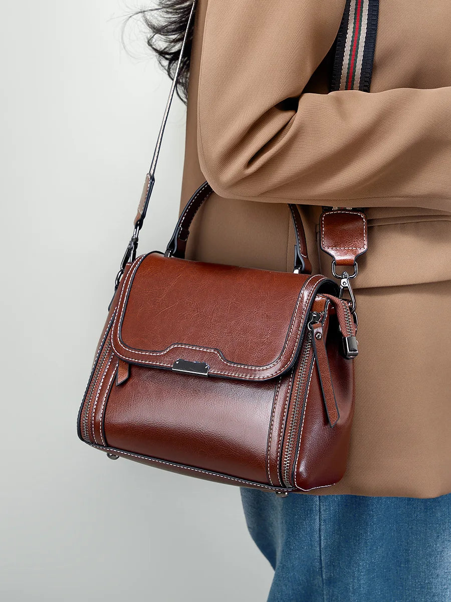 High-End Leather Crossbody – 100% Genuine Women’s Handbag