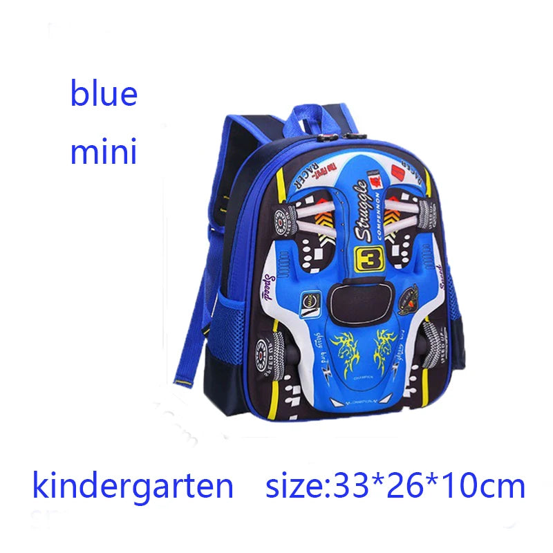 3D Car Design Waterproof Backpack for Preschool & Primary Kids