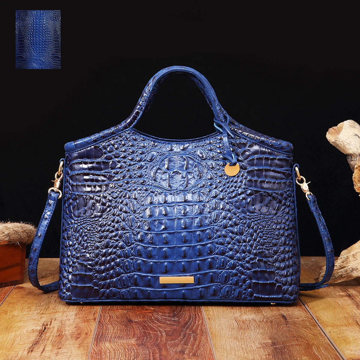 Retro Handbag – Colorful Solid PU Leather Crocodile Pattern Purse