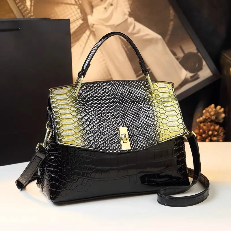 Luxury Patent PU Leather Crocodile Tote
