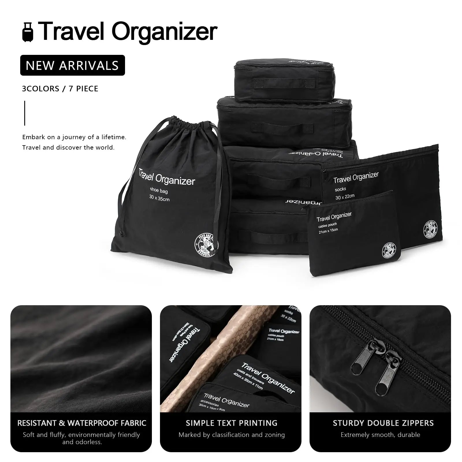 7Pcs Portable Travel Packing Cubes