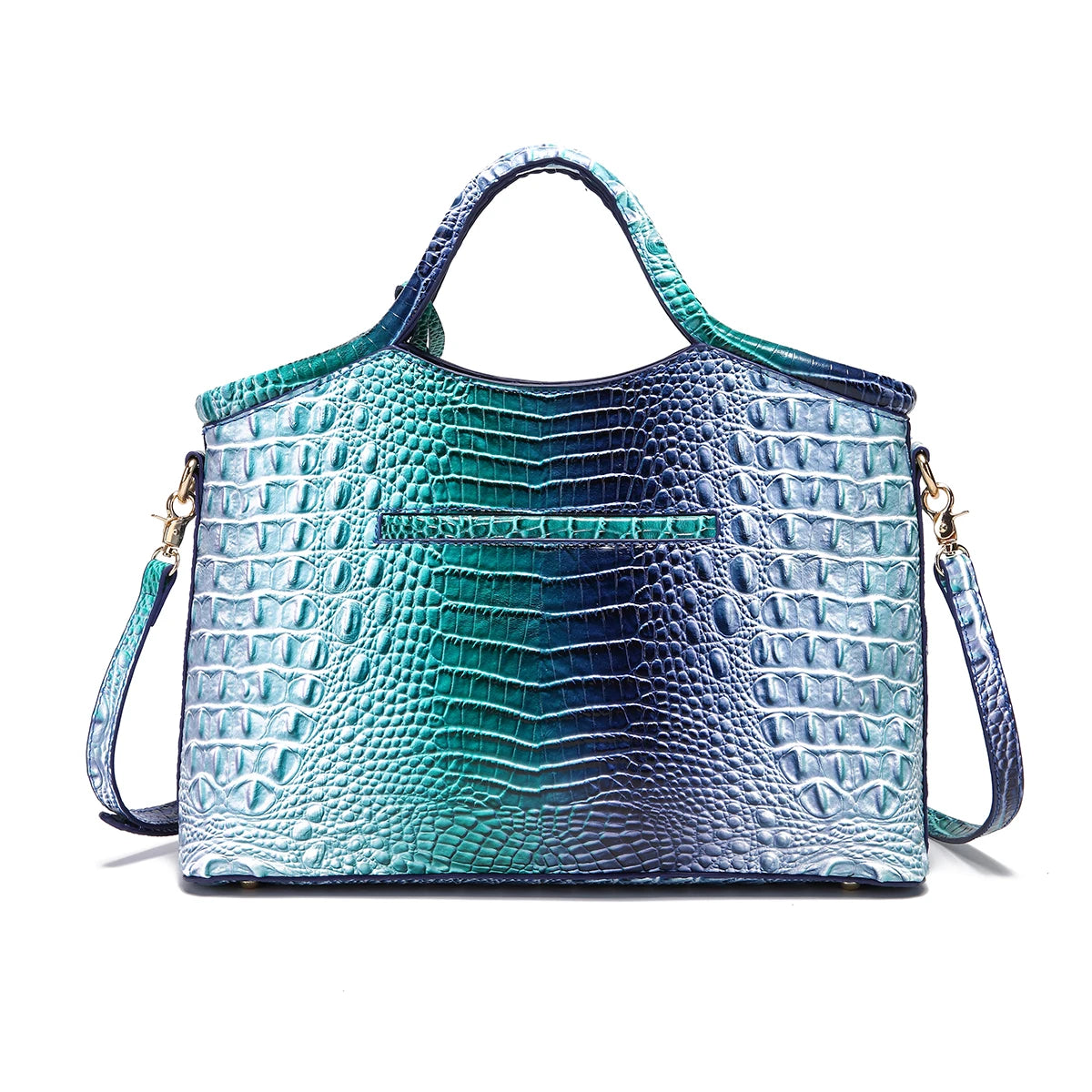 Retro Handbag – Colorful Solid PU Leather Crocodile Pattern Purse