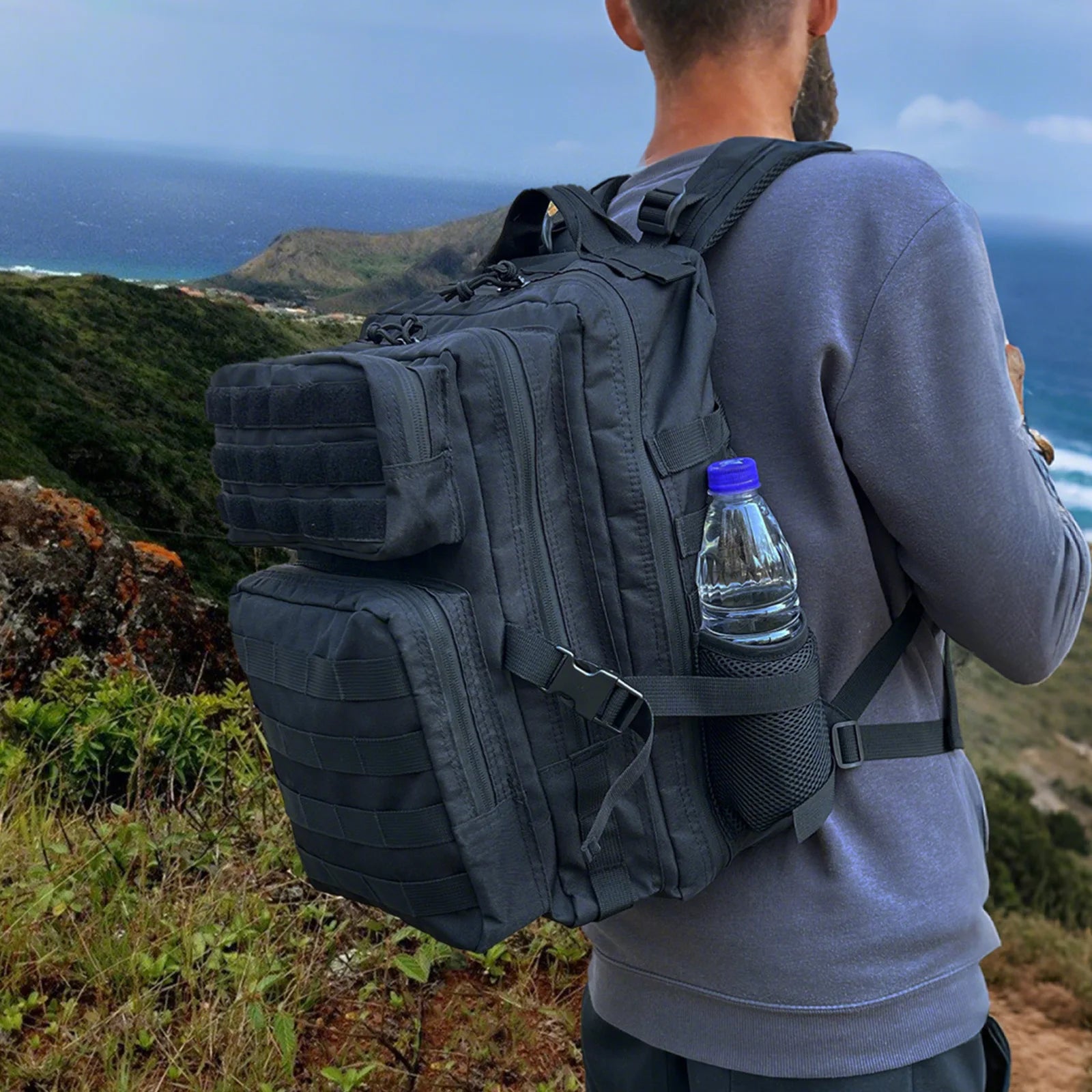 Waterproof Nylon Tactical Bag – 35L/50L Molle Backpack for Trekking & Adventure