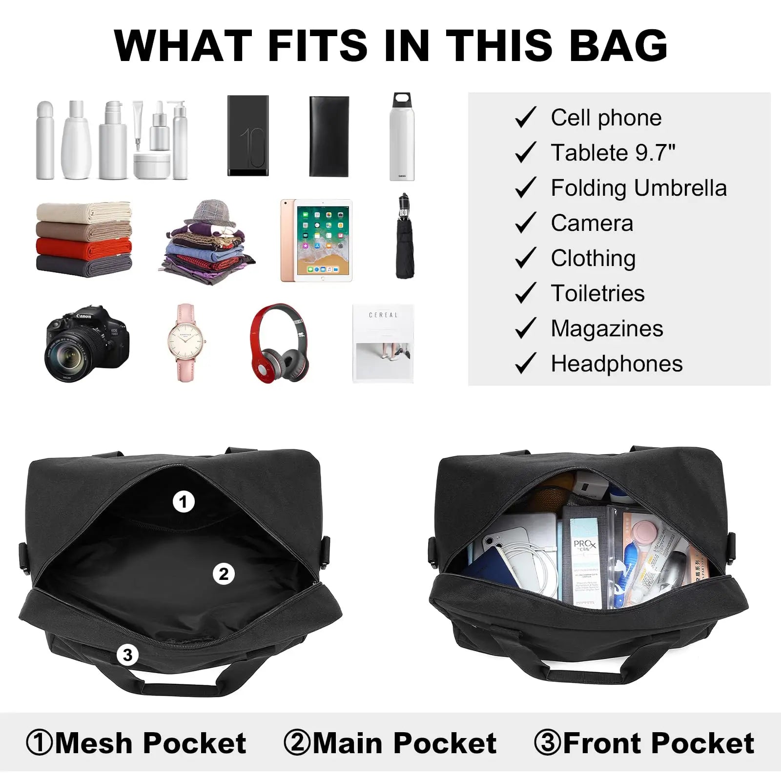 Duffel Cabin Bag 40x20x25 for Ryanair – 20L Underseat Travel Bag