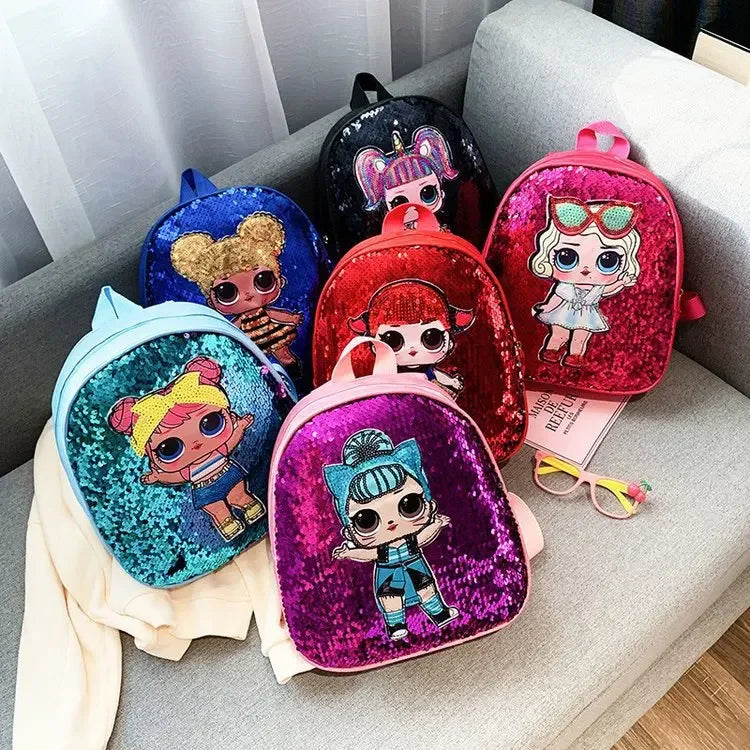 Cute Sequin Backpack for Girls 3–6 Years – Fashion Cartoon Kindergarten School Bag
