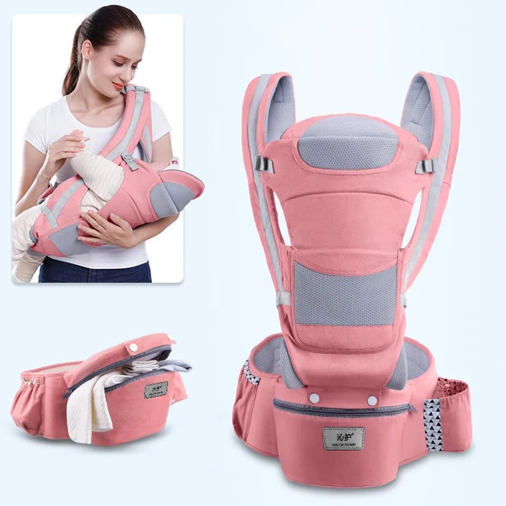 Infant Baby Backpack Carrier- Front & Back Carry Hip Seat