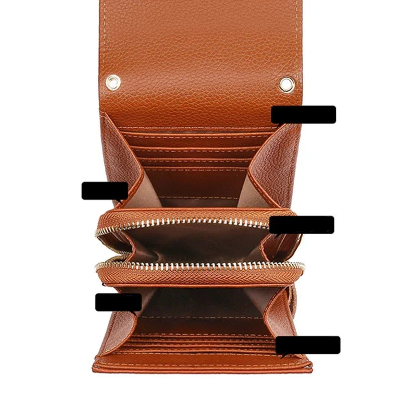 Compact Leather Crossbody Bag – Phone Wallet Bag
