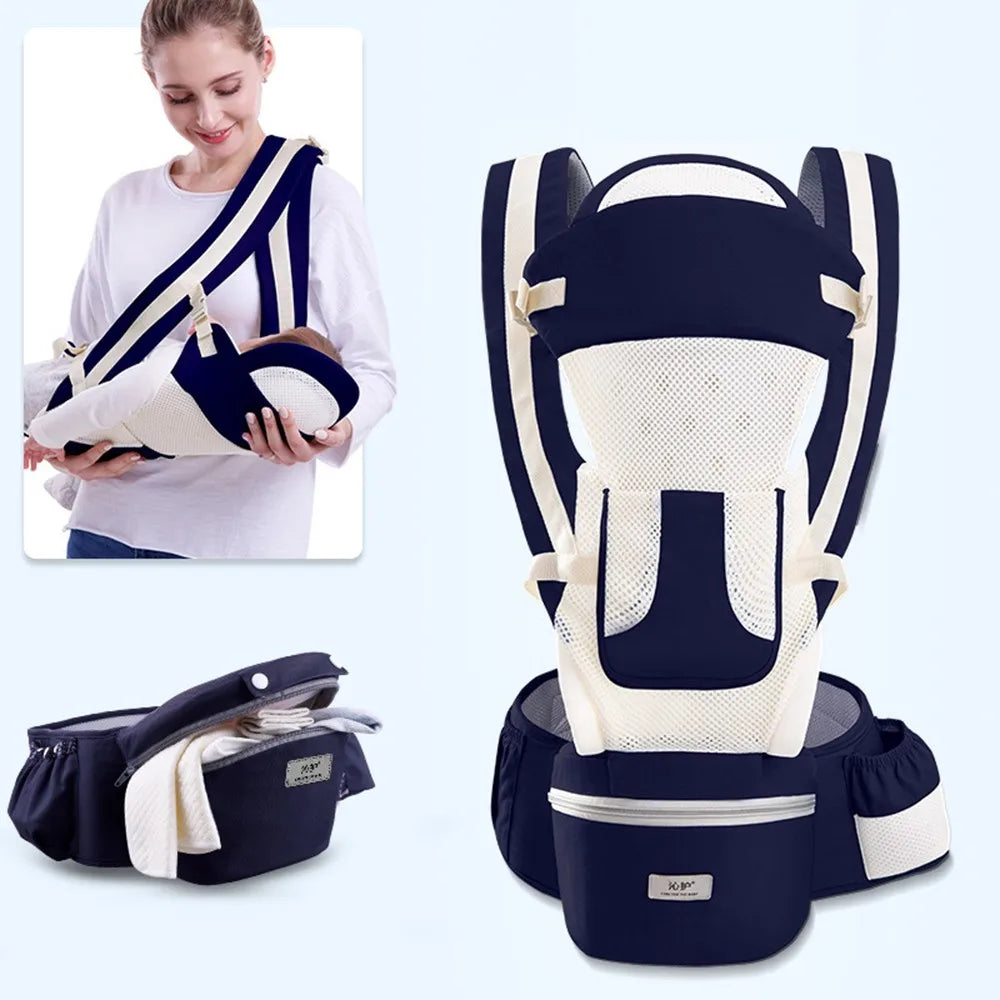 Infant Baby Backpack Carrier- Front & Back Carry Hip Seat