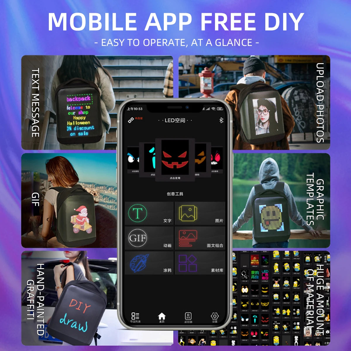 Business Travel Laptop Backpack with LED Display Screen – Smart Advertising Billboard Bag