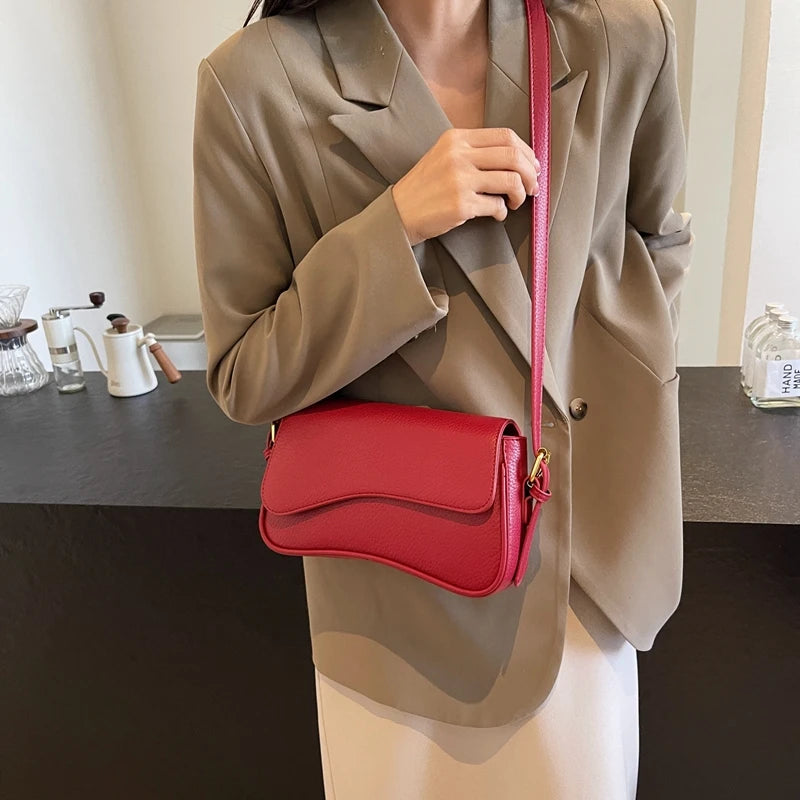 Unique Shape Red Crossbody Bag – Lychee Texture Bag