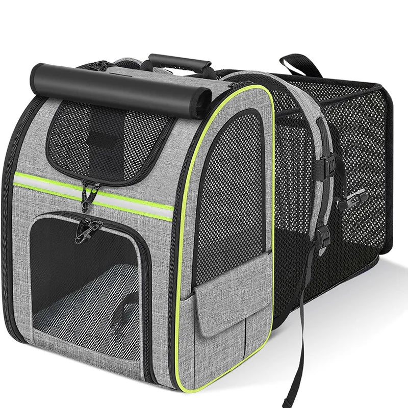 Expandable Cat Carrier Backpack with Shade Cover – Breathable Mesh Pet Travel Backpack