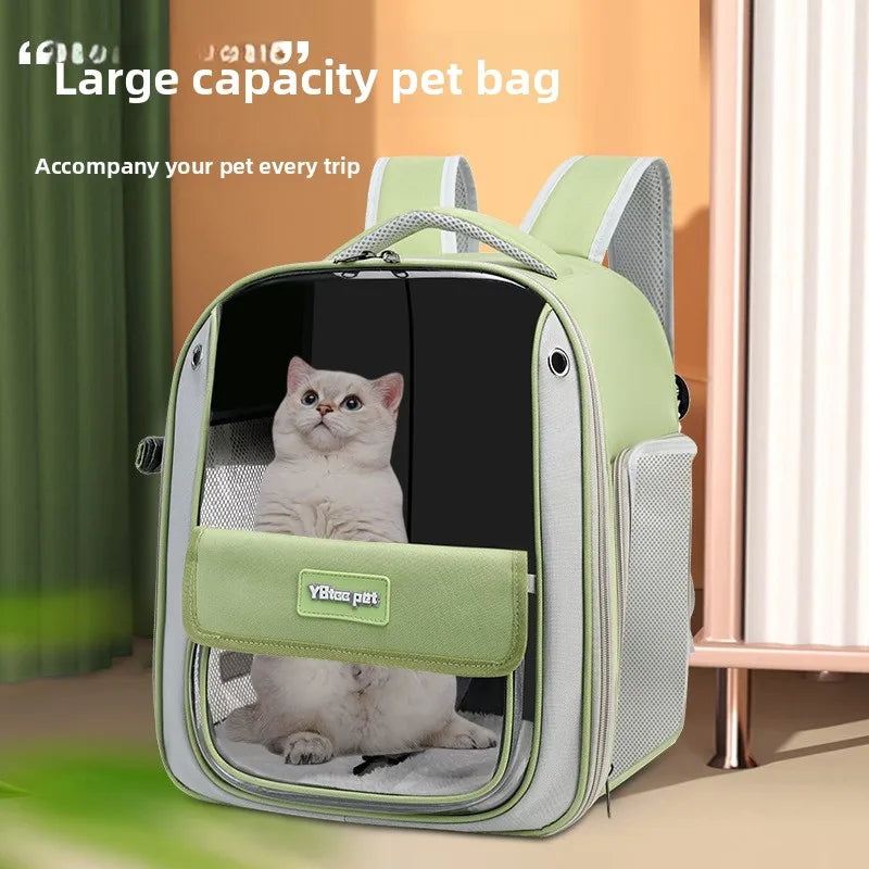 Double-Shoulder Cat Backpack – Transparent Large-Capacity Travel Bag for Cats & Dogs