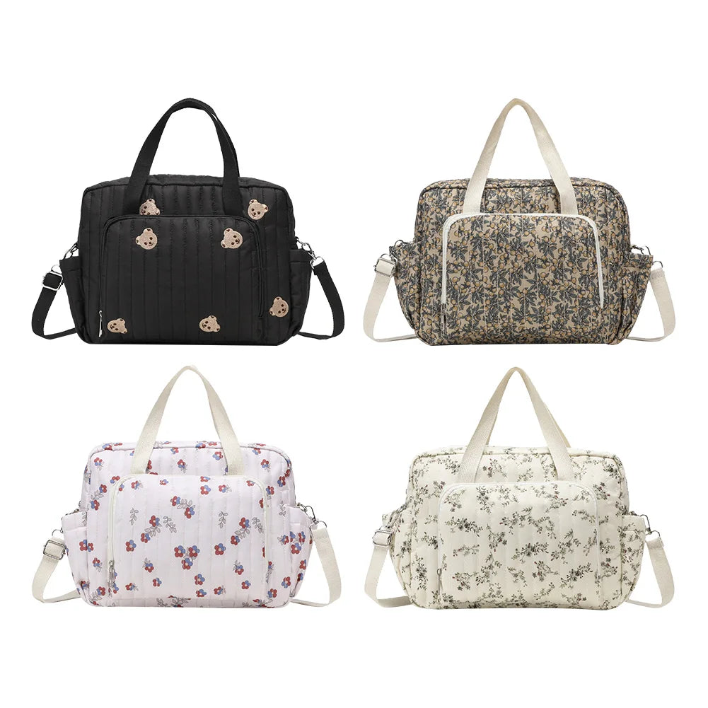 Large Capacity Floral Maternity Bag – Bear Pram Diaper Tote