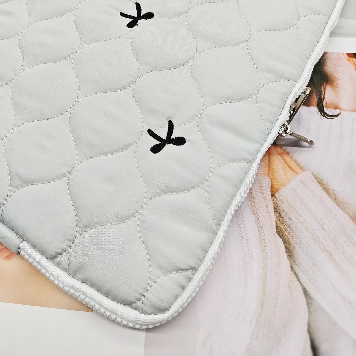 13–14 Inch iPad & Laptop Sleeve with Bow Embroidery