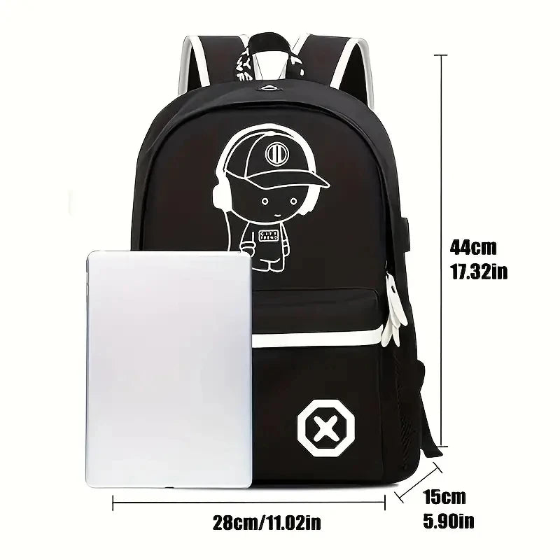 Anime Print Student Backpack – Luminous School Bag