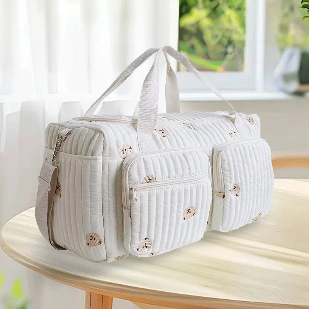 Quilted Baby Diaper Bag – Large Capacity Cute Mommy Duffle Bag