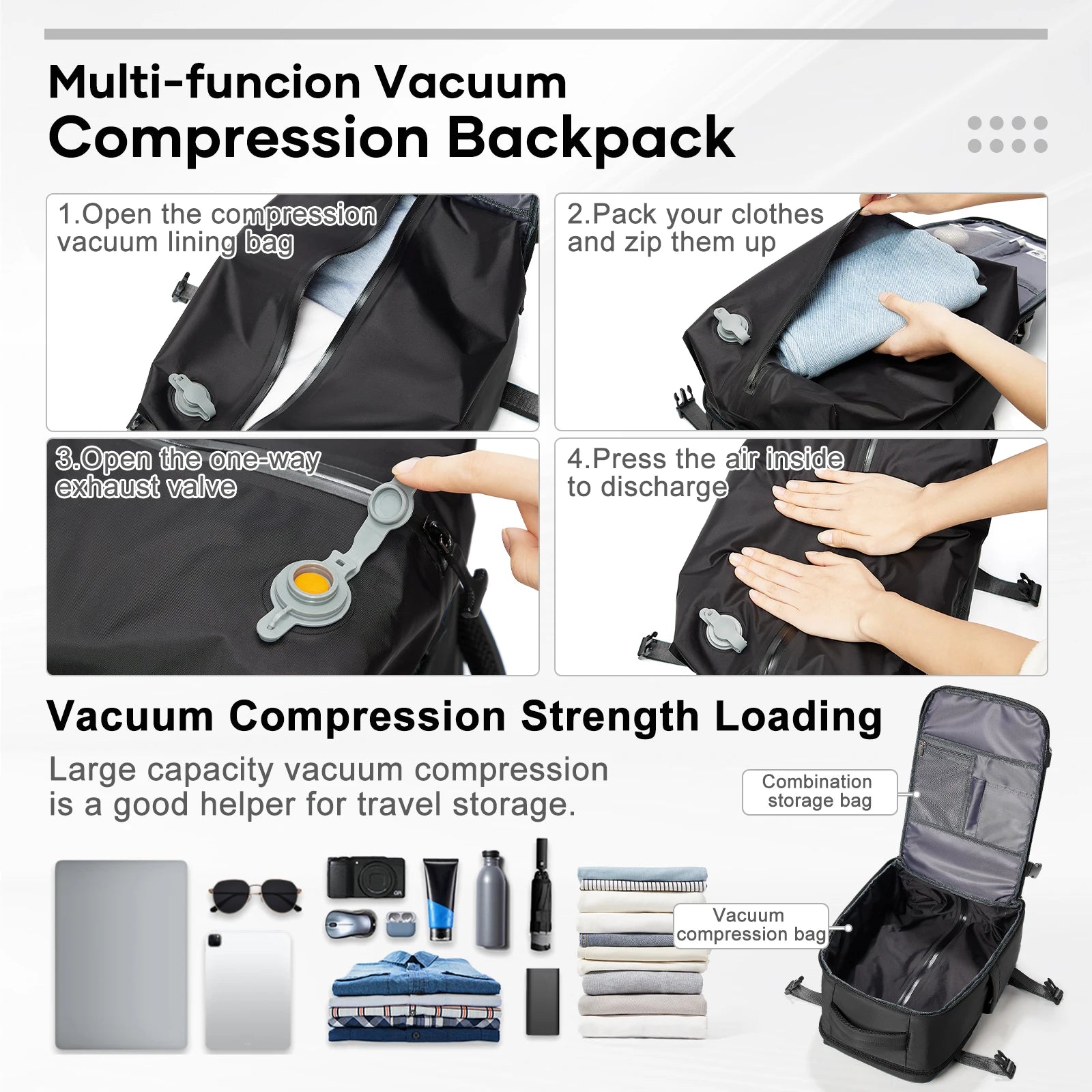 Lightweight Compression Travel Backpack – Cabin Luggage Size