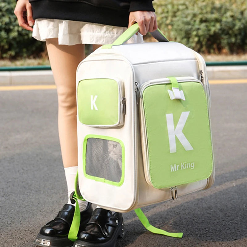 Large Expandable Cat Carrier Backpack – Foldable Breathable Travel Bag