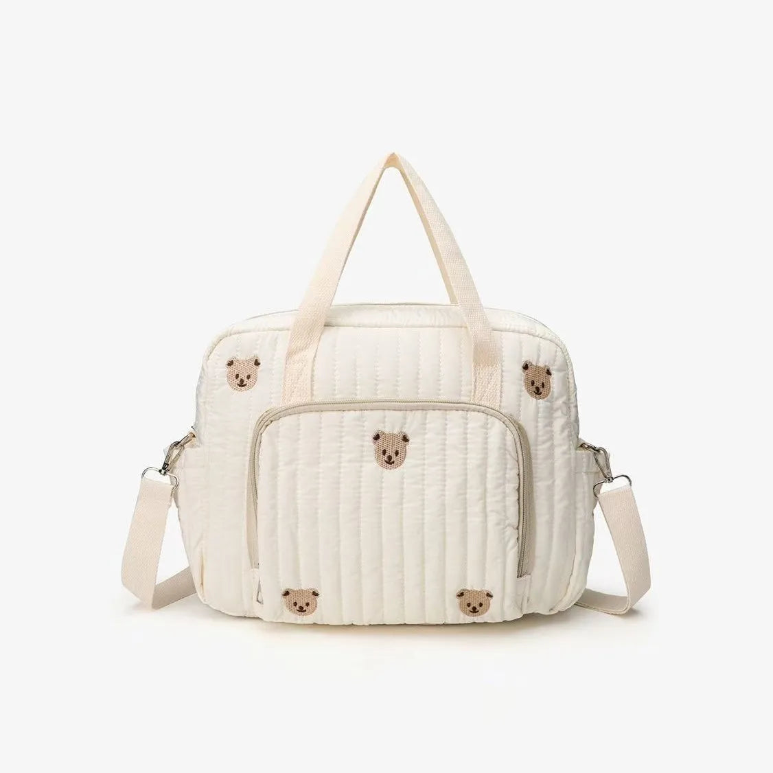 Nylon Diaper Bag with Bear Embroidery – Stroller Clip Travel Mommy Bag
