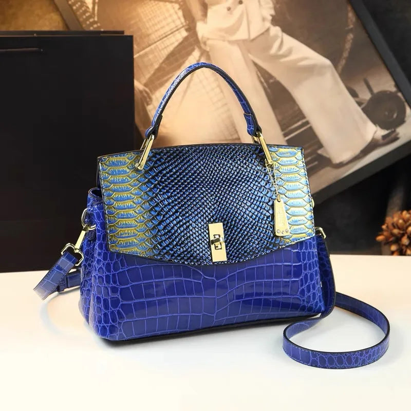 Luxury Patent PU Leather Crocodile Tote