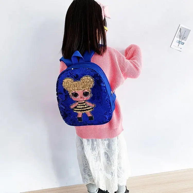 Cute Sequin Backpack for Girls 3–6 Years – Fashion Cartoon Kindergarten School Bag