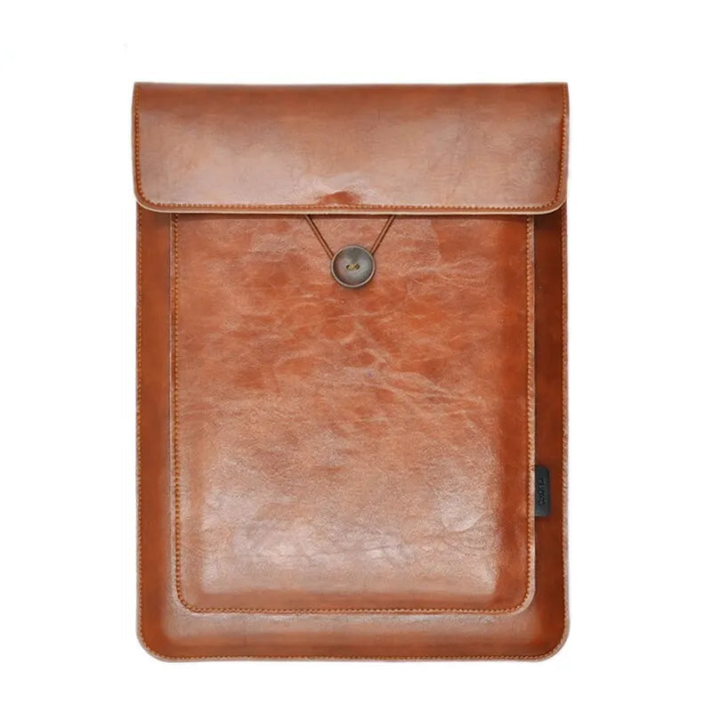 Double Layer High Capacity 13 Inch Laptop Bag-PU Leather Sleeve Case for MacBook