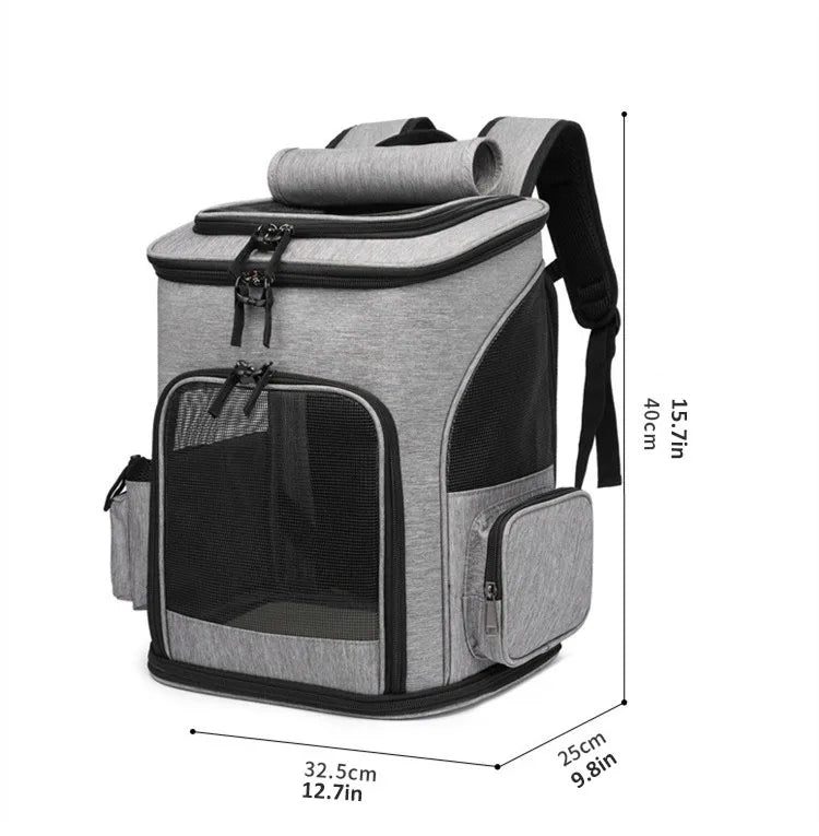 Breathable Foldable Pet Carrier Backpack – Expandable Travel Bag for Cats